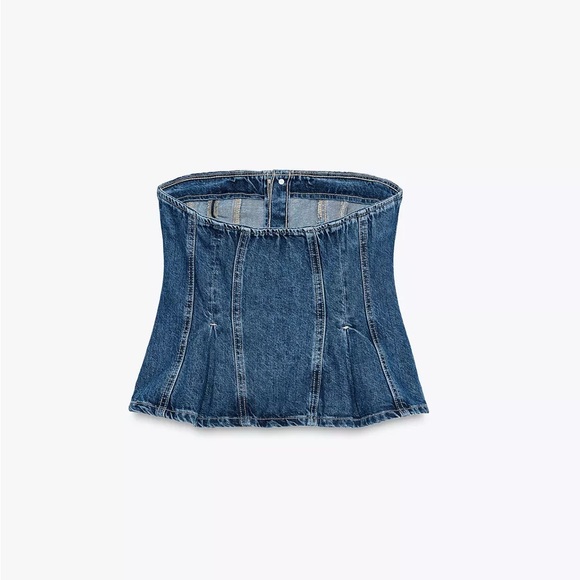 ZARA Denim Bandeau Top - Picture 6 of 7
